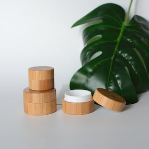 2025 New Produce  5g 15g 30g Natural Bamboo Wooden Cream Container Jar, Reusable Cream Lotion Pot Jar, DIY Cosmetic Beauty Packaging