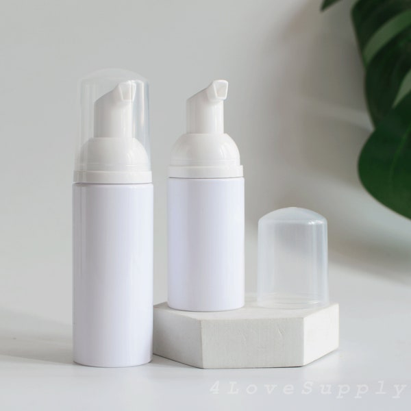 1-200pcs 30ml 60ml 80ml Empty Foam Bottles White PET Bottle With Clear Cap Facial/Body Cleanser Mousse Container Custom Logo Wholesale