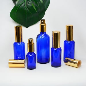 15ml 20ml 30ml 50ml 100ml Luxury Fine Mist Spray Bottles Sapphire Glass Light Gold Spray Perfume Cosmetic Packaging Essential Oil Fragrance