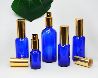 15ml 20ml 30ml 50ml 100ml Luxury Fine Mist Spray Bottles Sapphire Glass Light Gold Spray Perfume Cosmetic Packaging Essential Oil Fragrance