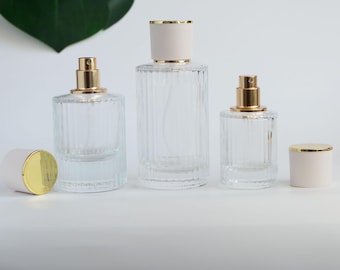 30ml 50ml 100ml Luxury Fine Mist Perfume Gold Spray For Perfume Flat Shoulder Rhomboid Spray Perfume Bottles White Gold Wire Inlay Cap