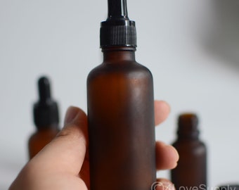 15ml 30ml 50ml 100ml Empty Dropper Bottles Essentials Skin Care Frostrd Amber Round Glass Black Anti-Slip Cap Eye Cosmetic Oil Bulk Order