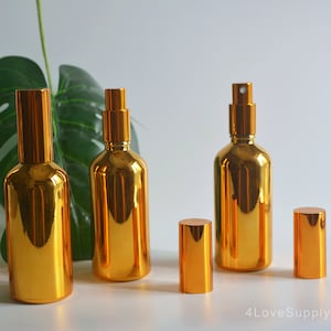 1-200pcs Luxury Gold Coating Fine Mist Spray Bottle Glass Essential Oil Spray Bottle, Perfume Fragrance Mister Home Room Spray, Wholesale