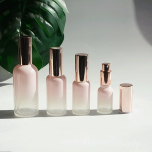 1-200pcs 15ml 20ml 30ml 50ml 100ml Perfume Bottle Empty Fine Mist Spray Bottles Rose Gold With Gradient Pink Glass Cosmetic Pacakaging Bulk