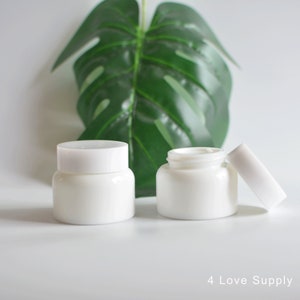 1-200pcs 50g Empty Cream Jar White Glass With White Plastic Cover DIY Cosmetic Container Bulk Order