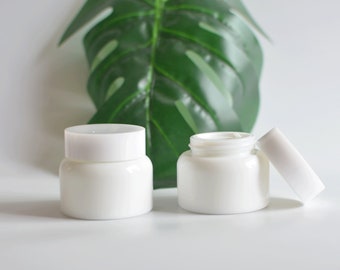 1-200pcs 50g Empty Cream Jar White Glass With White Plastic Cover DIY Cosmetic Container Bulk Order