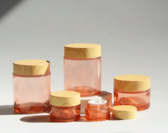 5g 15g 30g 50g 100g Rose Red Cream Jar Essential Oil Butter Cosmetic Container Wooden Looking Cap Wholesale