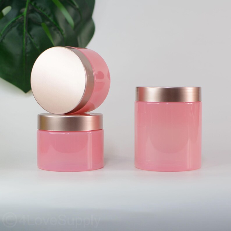 150g 200g 250g Body Butter Jar Rose Gold Cap Pink PET Skin Care ...