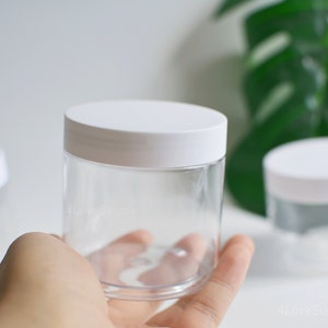 150g 200g 250g Clear Plastic Empty Cream Jar Container, Skin Care Body Butter Bottle, Storage Container Packaging, Plastic White Cap, Bulk
