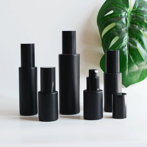 20ml 30ml 50ml 60ml 80ml 100ml 120ml Serum Lotion Pump Bottles Matte Black Glass Body Skin Care Packaging For Essential Bulk Cosmetic Pack