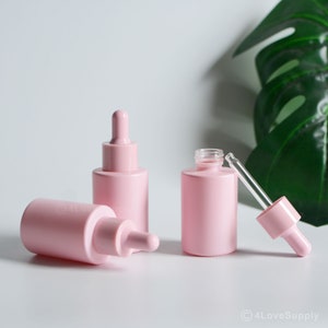 1-100pcs 30ml 1oz Matte Pink Glass Essential Oil Dropper Bottles, Serum Oil Dropper, Hair Serum Oil Bottle, Wholesale