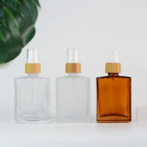 1-200pcs 30ml 50ml 100ml Natural Fine Mist Spray Bottles Transparent/Frosted/Amber Square Glass Bottles,For Comsetic Container Perfume Bulk