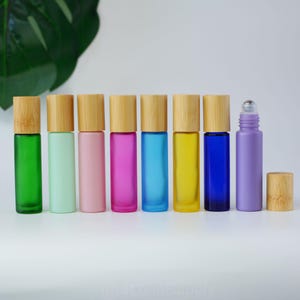 10ml Colorful Roller Bottle Natural Bamboo Cap Roller On Bottles For Lip Care Cosmetic Sets Wholesale