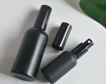 1-200pcs Matte Black Glass Fine Mist Spray Bottle, 15ml 30ml 50ml 100ml Refillable Essential Oil Spray Bottles, Cosmetic Oil Packaging, Bulk