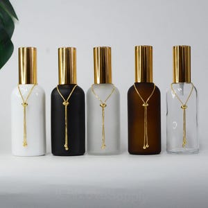 100ml Empty Spray Bottle Luxury Light Gold Top With Gold Chains Glass DIY Cosmetic Packaging Room Perfume Bottle Perfume Wholesale