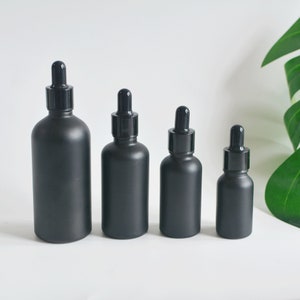 2025 New Dropper5ml 10ml 15ml 30ml 50ml Glass Matte Black, Cosmetic Packaging, Essential Herb Hair Oil Dropper Bottle, Cosmetic Dropper Bulk