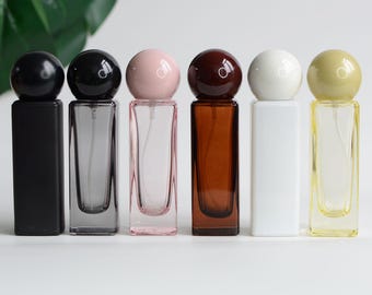Perfume Bottle 30ml Matte Black/Clear Black/Pink/Amber/White/Yellow Square Glass Fragrance Perfume Bottle Empty Bulk