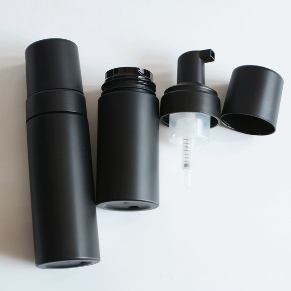 1-200pcs 100ml 150ml 200ml Matte Black PET Plastic Facial Cleanser Mousse Foam Pump Bottles with Black Lid Cosmetic Container Bulk Order