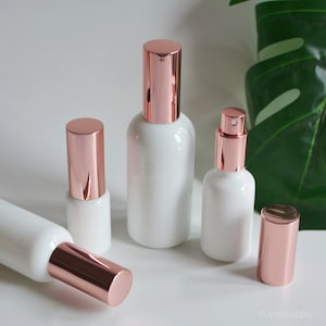 1-200pcs 15ml 30ml 50ml 100ml Pearl White Glass Spray Bottles, Rose Gold Fine Mist Spray Pump Bottle, Essential Oil Perfume Fragrance Spray
