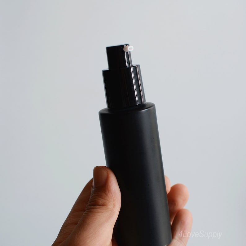 Botellas con bomba para loción y suero de 20 ml, 30 ml, 50 ml, 60 ml, 80 ml, 100 ml y 120 ml, de vidrio negro mate, para el cuidado de la piel y el cuerpo, para paquetes de cosméticos esenciales a granel imagen 6