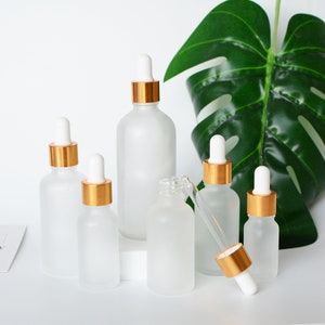 2025 Summer New Dropper Bottles Luxury Gold Cap Matte Glass For Skin Care Essential Oil Cosmtic Dropper Perfume Oil Container Bulk Order