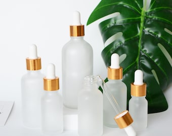 2025 Summer New Dropper Bottles Luxury Gold Cap Matte Glass For Skin Care Essential Oil Cosmtic Dropper Perfume Oil Container Bulk Order