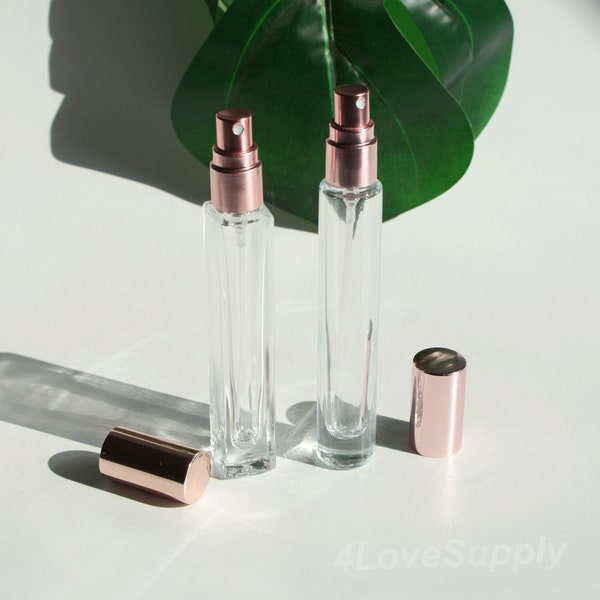 1-200pcs 10ml Perfume Spray Tubes Rose Gold Nuzzle Clear Square/Round Glass Travel Portable Fragrance Tubes Wholesale