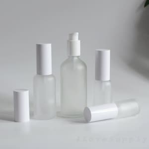 1-200 botellas de loción de suero de 15 ml, 30 ml, 50 ml, 100 ml, de vidrio esmerilado, blancas, para viaje, portátiles, para el cuidado de la piel del rostro y el cuerpo, con logotipo DIY