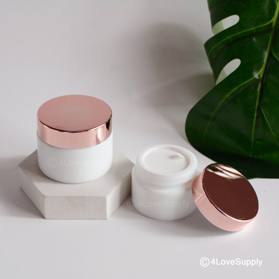 1/200pcs Pearl White Glass Facial Cream Jar Container Cosmetic Packaging, Rose Gold, DIY Beauty Travel Bottles, Serum Bottles, Wholesale,