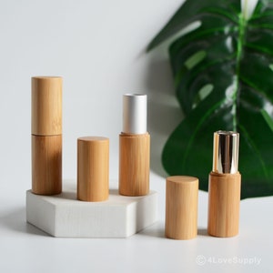 1-100 peças 5ml Natural Bamboo Wood Vazio Lip Balm Recipiente Tubo, Prata Ouro, DIY, Cuidados Labiais Hidratante Manteiga Embalagem, Atacado