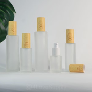 20ml-120ml Serum Lotion Bottles 2025 New Essential Oil Pump,Wooden Look Cap ,Frosted Glass For Body Butter,Lip Gloss Oil Thick Gel,Cream Oil