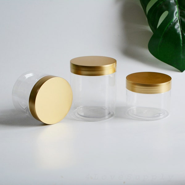 150g 200g 250g Cream Jar Clear PET Gold Cap