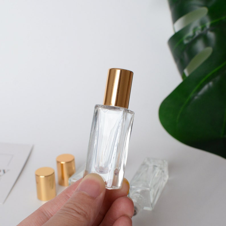 Perfume Roller Bottle 6ml Empty Cube Square Gold Glass Essential Oil Perfume Roller Bottle Glass Roll on Bottle Bulk Essential Oil Roller