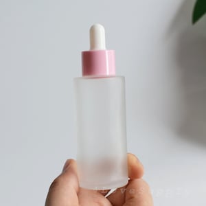 1-200pcs 30ml 50ml 60ml 80ml 100ml Pink Flat Shoulder Frosted Glass Essential Oil Dropper Bottle, Skincare Hair Herb Serum Oil Packaging