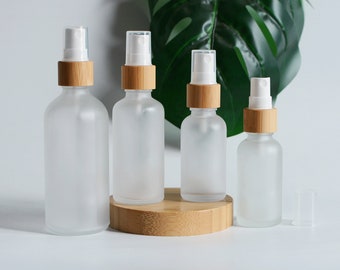 1-200pcs 15ml 30ml 50ml 100ml  Fine Mist Spray Bottle Natural Bamboo Spray Frosted Boston Glass Bottle Body Cloth Fragrance Bulk Order