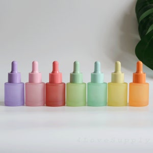 1-200pcs 20ml Empty Dropper Bottles Frosted(pink green red purple orange yellow blue ) Glass Essential Oil  Colorful Jelly Summer Color Bulk