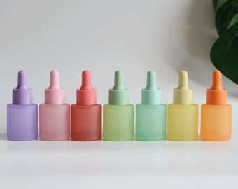 1-200pcs 20ml Empty Dropper Bottles Frosted(pink green red purple orange yellow blue ) Glass Essential Oil  Colorful Jelly Summer Color Bulk