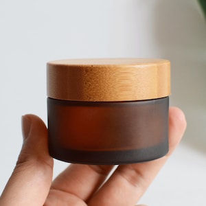 1-200pcs 50g Natural Black Wood Cosmetic Jar Container, Matte Amber Glass Facial Cream Jar Pot, Cosmetic Packaging Supplies, Bulk Order