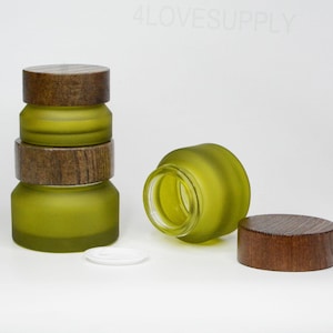 15g 30g 50g matgroene zalfpotje natuurlijke zwarte houten dop dikke glazen pot etherische olie gezichtscrème cosmetische pot pot crème container bulk