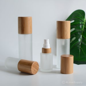 1-100pcs 30ml 50ml 80ml 100ml 120ml 150ml Natural Bamboo Spray Pump Bottle, Frosted Glass Essential Oil Spray Packaging, Wholesale, Bulk