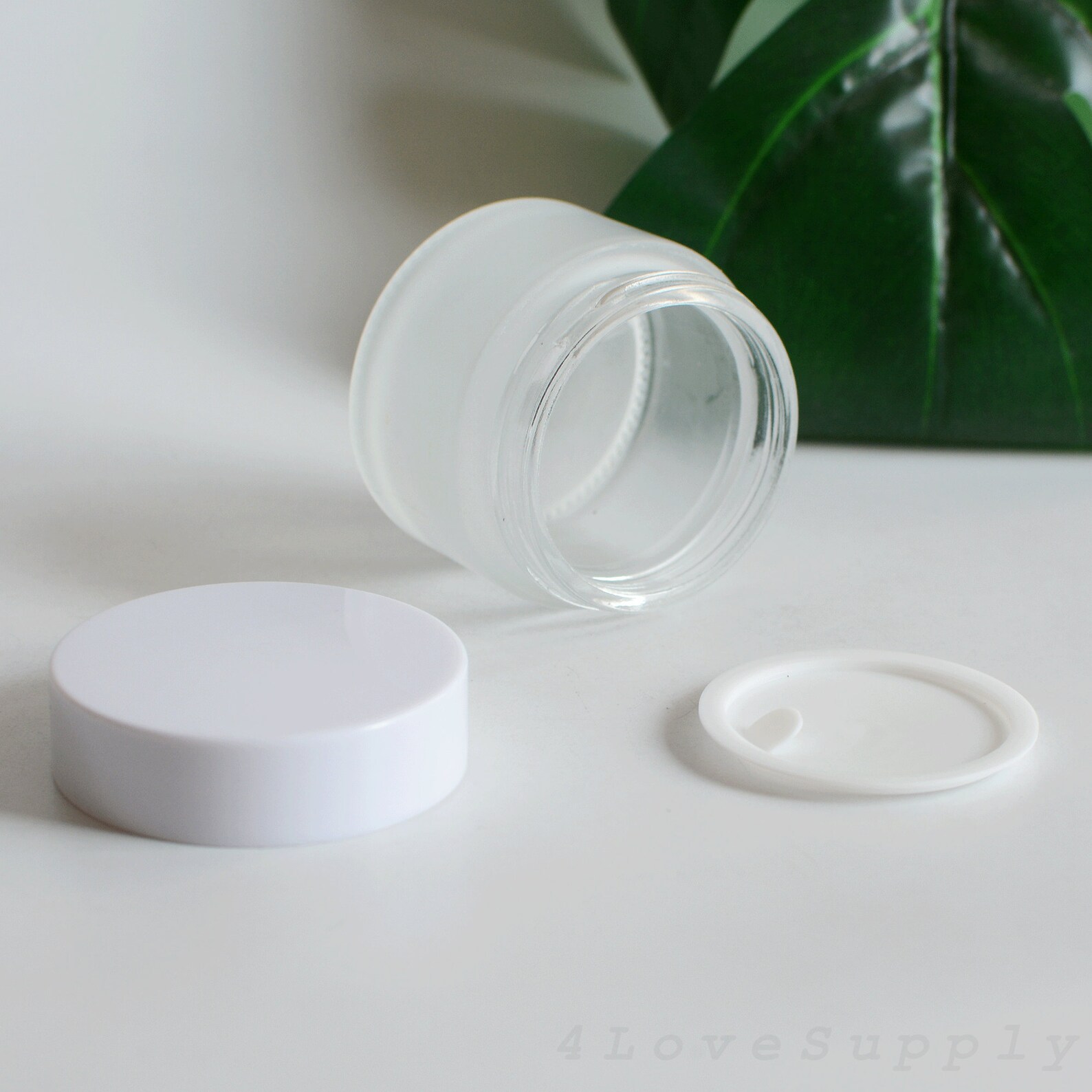 1/200pcs Cream Jar 5g-50g Frosted Glass White Cap Facial Skin Care ...