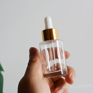 1-200pcs 30ml 50ml 60ml 80ml 100ml Cosmetic Dropper Bottles Gold Cap Clear Flat Shoulder Bottle Essential Oil Perfume Container Bulk 2025NEW