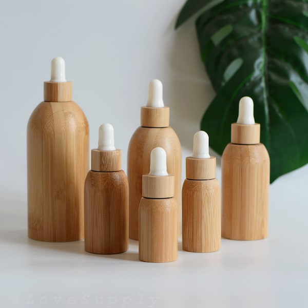 1-200pcs 15ml 30ml 50ml 100ml Eco-friendly Dropper Bottle All Bamboo Essential Oil Container DIY Cosmetic Packaging Luxury Beauty Makeup