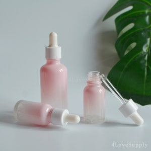 1-200pcs Pink Gradient Glass Essential Oil Dropper Bottles, Skin Care Beauty Serum Oil Dropper, Cosmetic Packaging Container, Wholesale