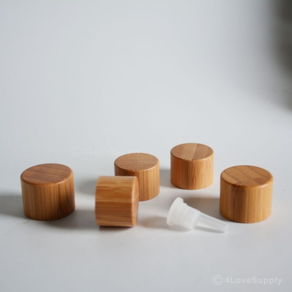 1-100pcs 18mm 18/410 Standard Size Natural Bamboo Wooden Screw Cap, Essential Oil Lids Top