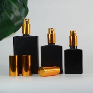 30ml 50ml100ml Serum Lotion Pump Bottles Luxury Gold Pump Square Matte Black Glass Emulsion For Cream Pump Thick Gel,Essential Oil Wholesale