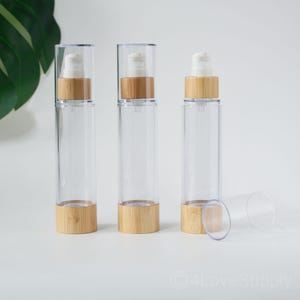 20/30/50ml Serum Lotion Pump Bamboo Airless Cosmetic Bottles Essence/ Eye Cream Travel Size Lotion Containers Refillable Cosmetic Packaging