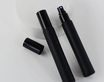Tubos de perfume de 10 ml de niebla fina, vidrio negro mate, portátiles para viajes, pedidos al por mayor