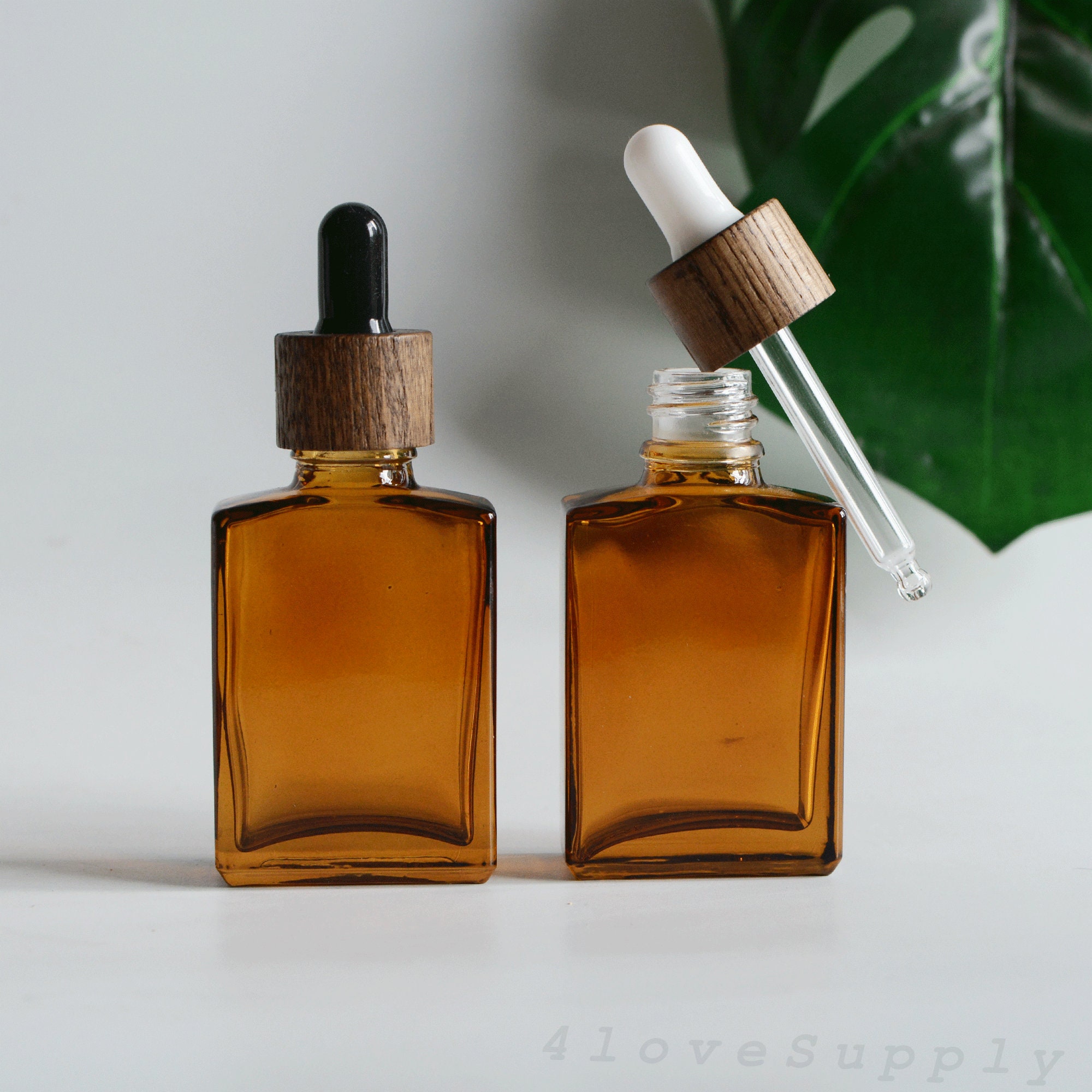 DropperStop 1oz Amber Glass Dropper Bottles (30mL) with Tapered Glass  Droppers - Pack of 2