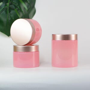150g 200g 250g Body Butter Jar Rose Gold Cap Pink PET Skin Care Container Cosmetic Container Jar Beauty Cream Jar Custom Logo Wholesale